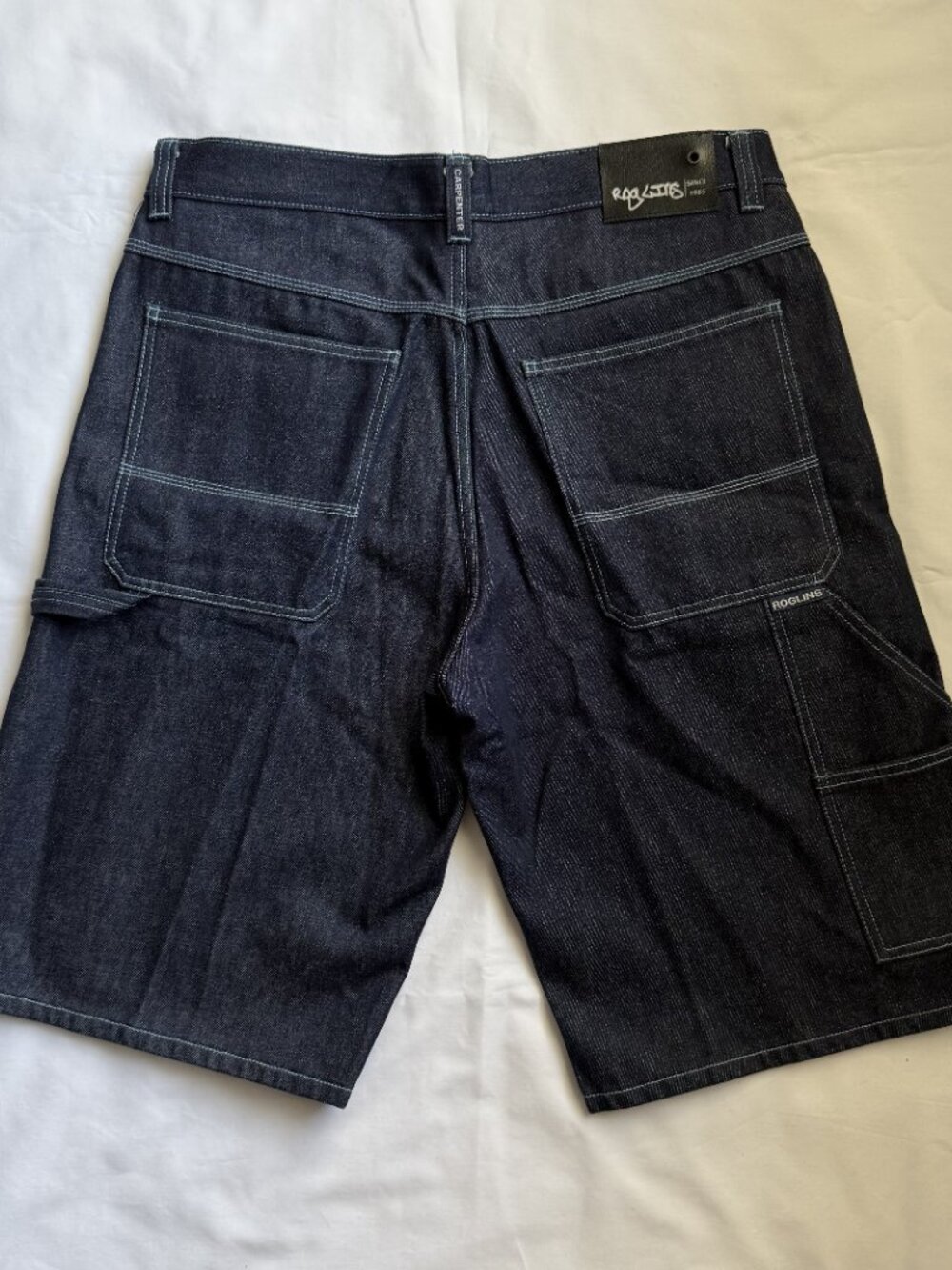 Roglins Jeans Vintage Dark Wash Baggy Denim Carpenter Shorts Jorts Size 36 - Picture 2 of 10